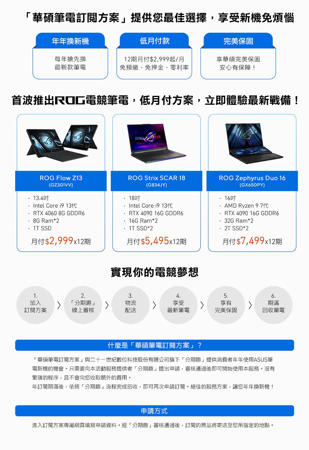 華碩攜手21st FinTech推出筆電訂閱方案，ROG電競筆電年年換